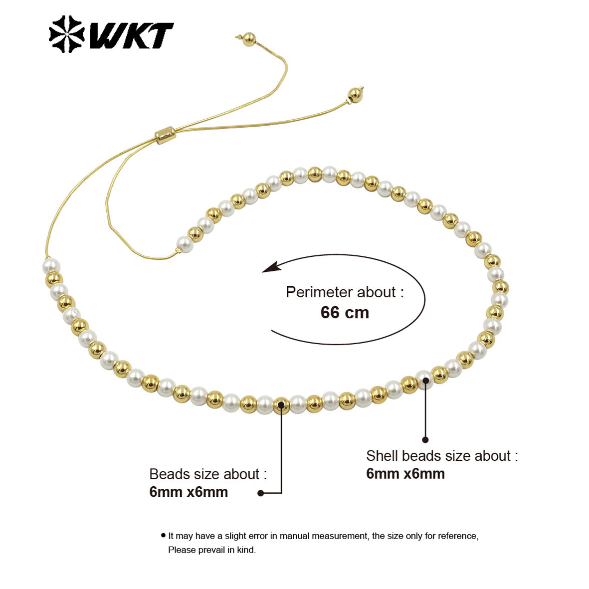 WT-JFN20 Wholesale Fashion Gold Plated Hand Strand Elegant Adjustable Chain Connect Pearl Beads Necklace
