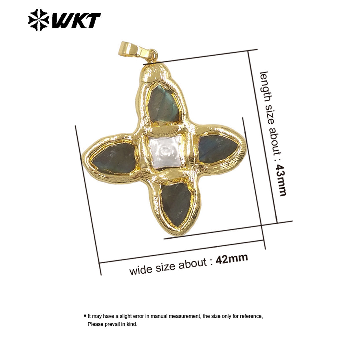 WT-P2010 Popular Sales Gold Plated Natural Gemstones Amazonite Amethyst Stone With Pearl Cross Shape Pendant For Jewelry DIY