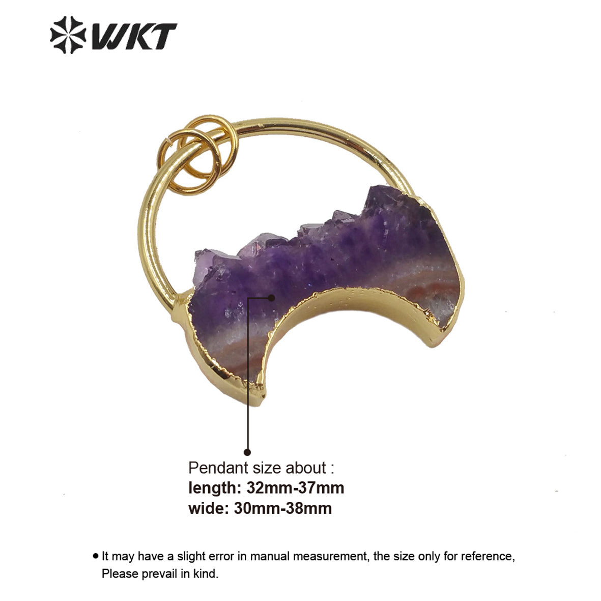 WT-P1534 Newest Crescent Amethyst Pendant Popular Lady Charming Jewelry Natural Amethyst Pendant for Necklace