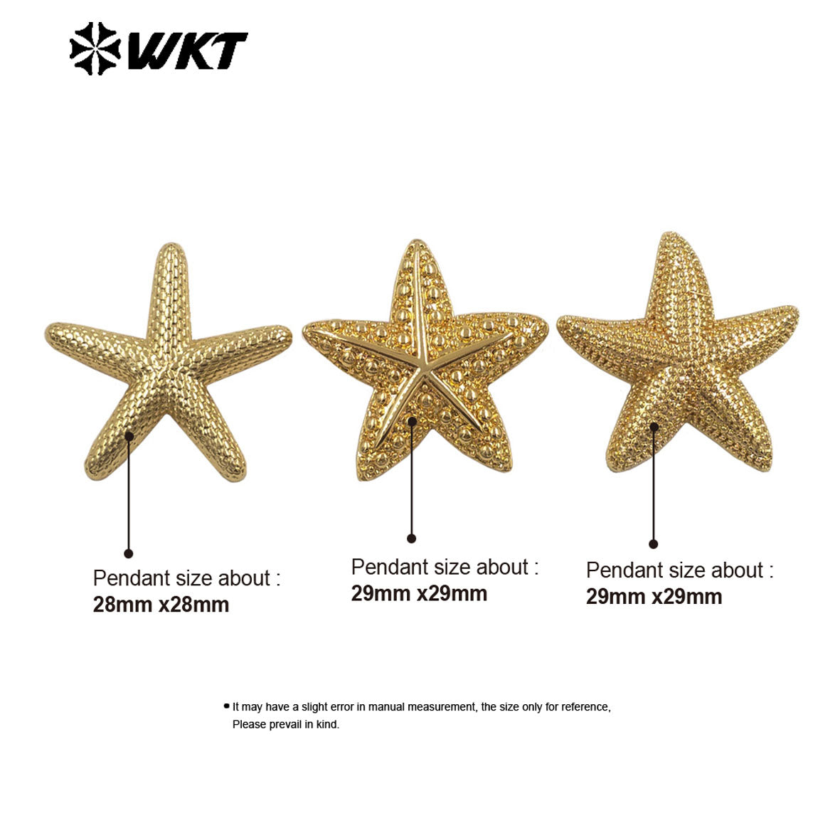 WT-P2081 High Quality 18K Gold Plated On Brass Metal Starfish Shape Little Pendants For Women Handmade Earrings DIY Design