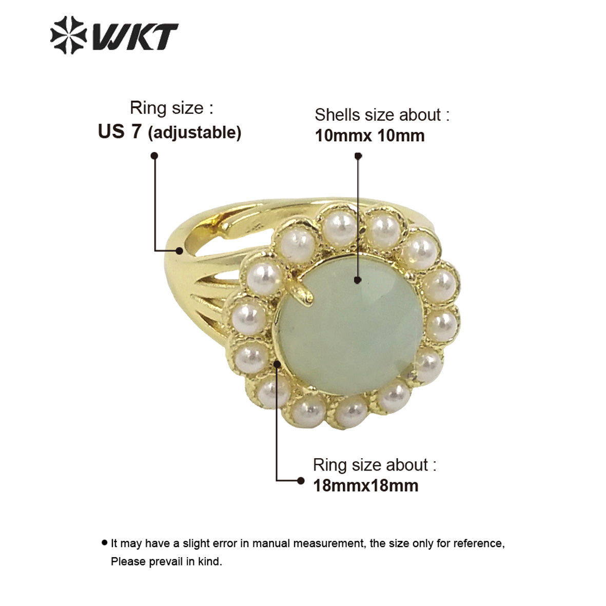 WT-MPR079 Wholesale Fashion 18K Real Gold Plated Round Gemstone Malachite Natural Stone Lady Ring Popular INS Hot Women Ring