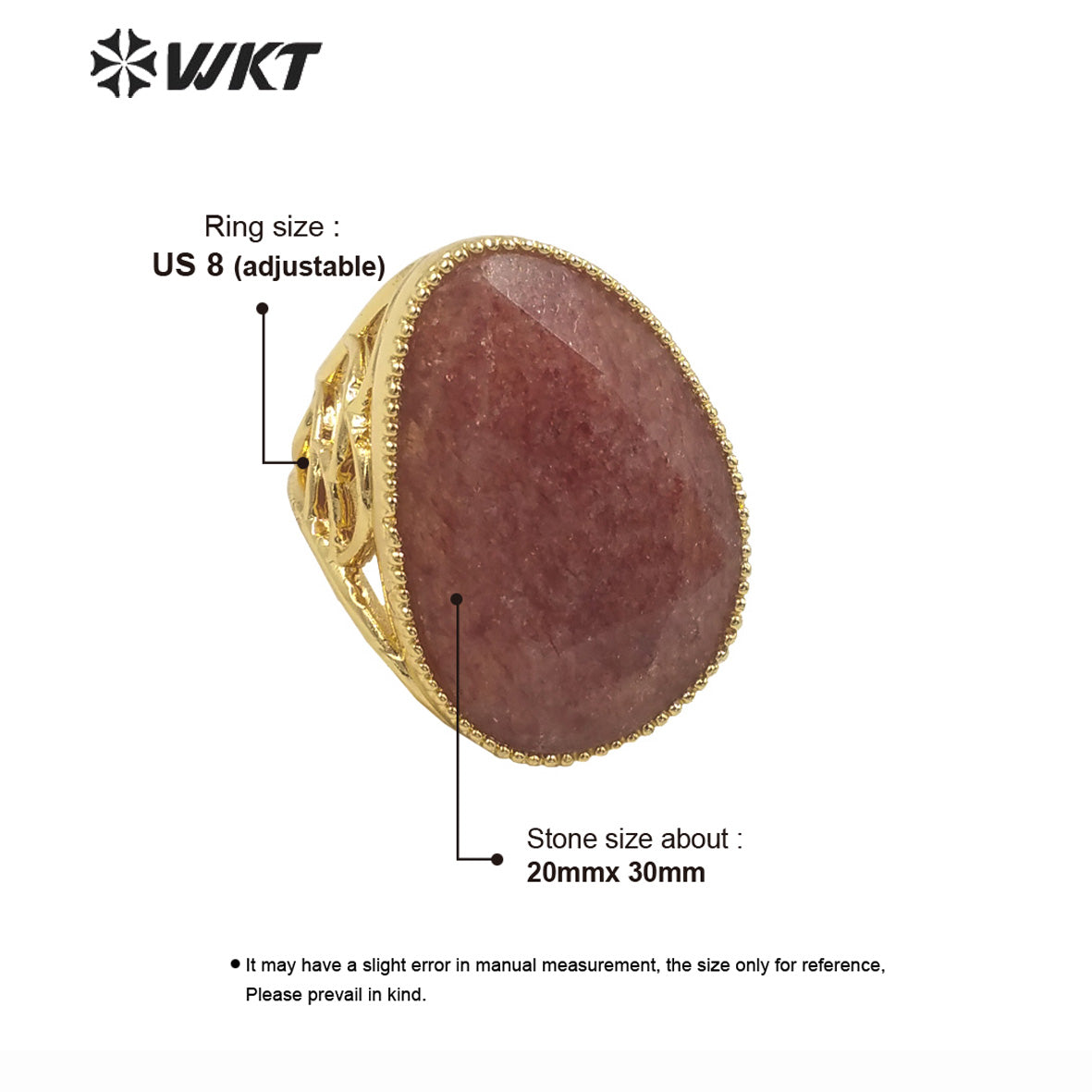 WT-R487 WKT Fashion Design Trendy Gift for Women Oval Shaped Colorful High Quality Gorgeous Natural Gemstone Stone Ring