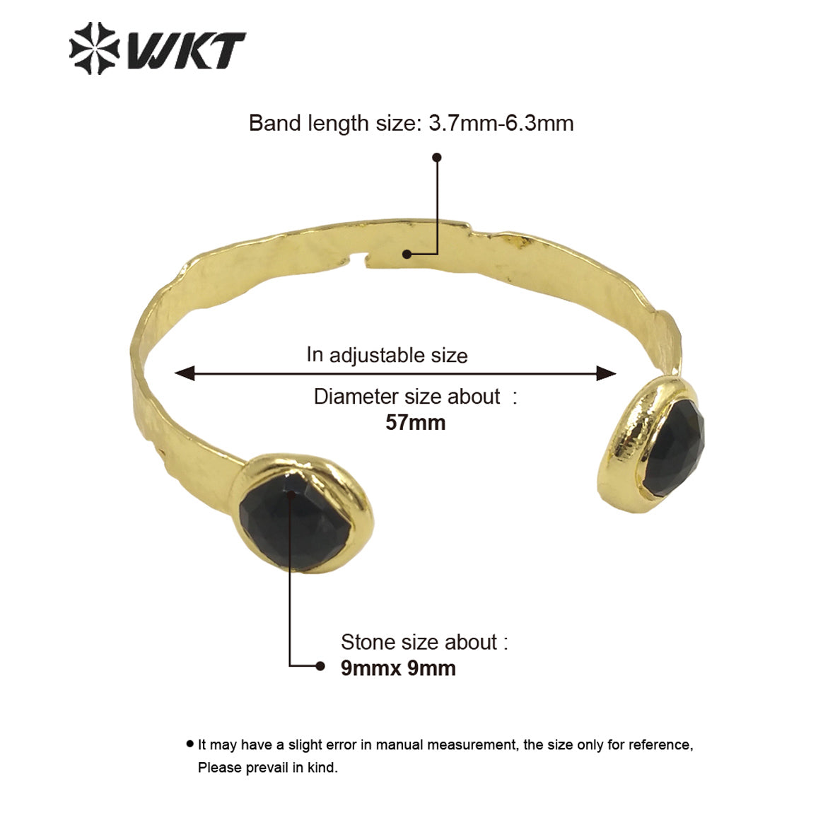 WT-B640 WKT Lovely Fashion Design Trendy Gift for Women Gemstone C Shaped Natural Colorful Gemstone Bracelets