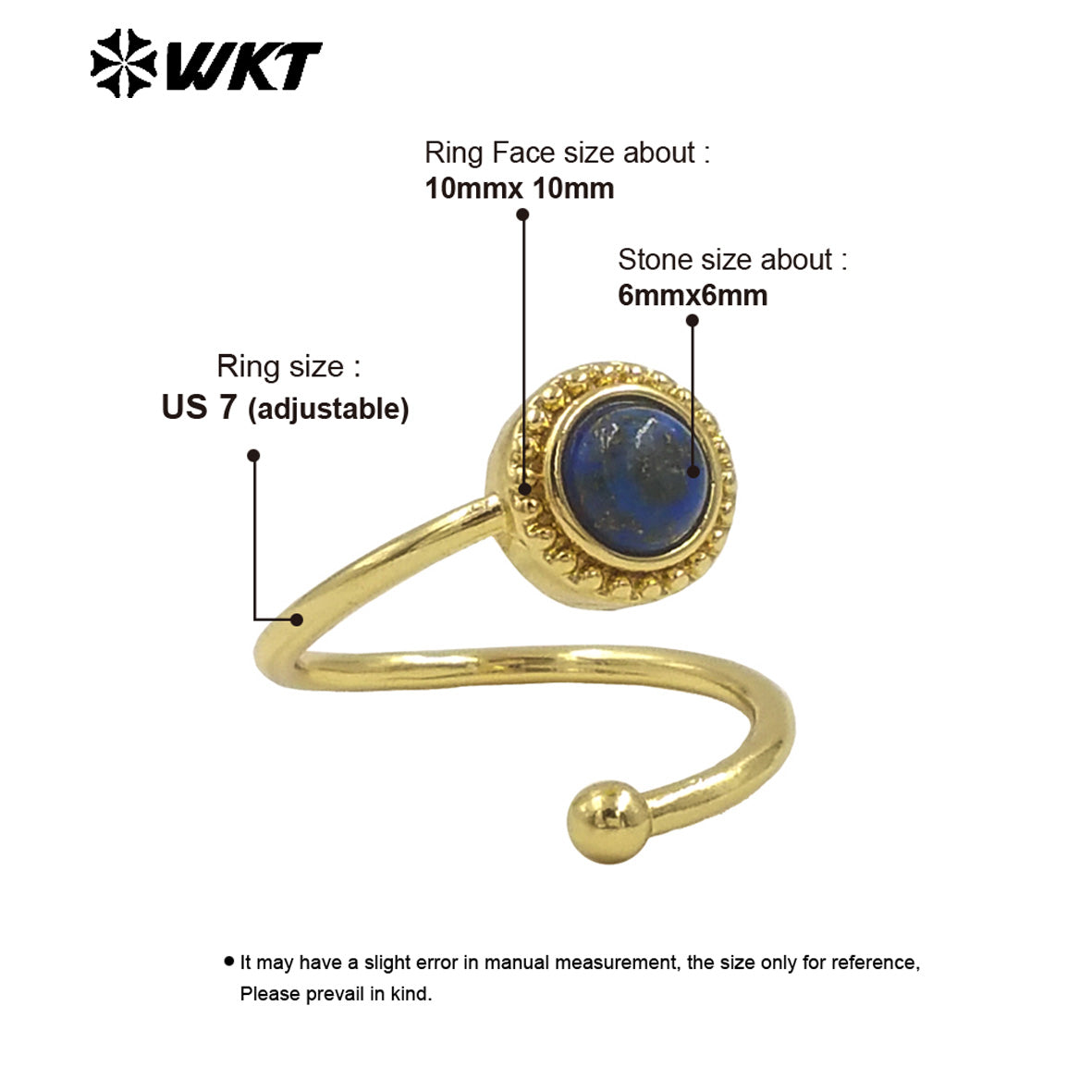 WT-R539 Newest Fashion Gold Plated Natural Gemstone Round Women Anniversary Birthday Gift Ring