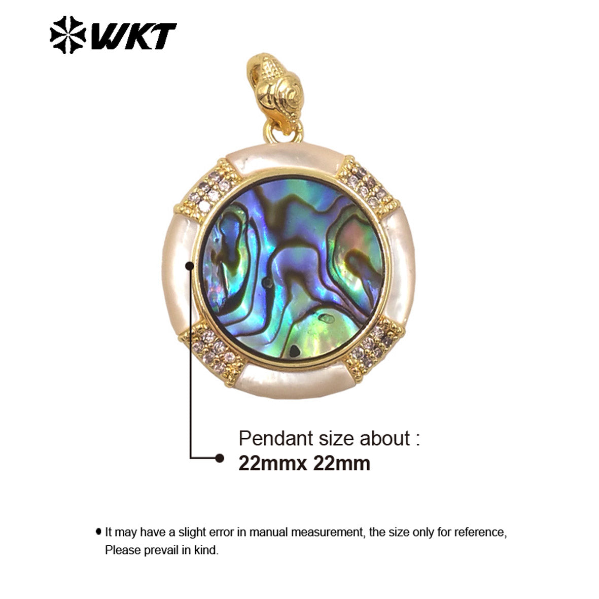 WT-JP431 Excellent 18K Gold Plated MOP With Abalone Shell And Zircon Little Pendant For Luxury Jewelry Necklace Handmade