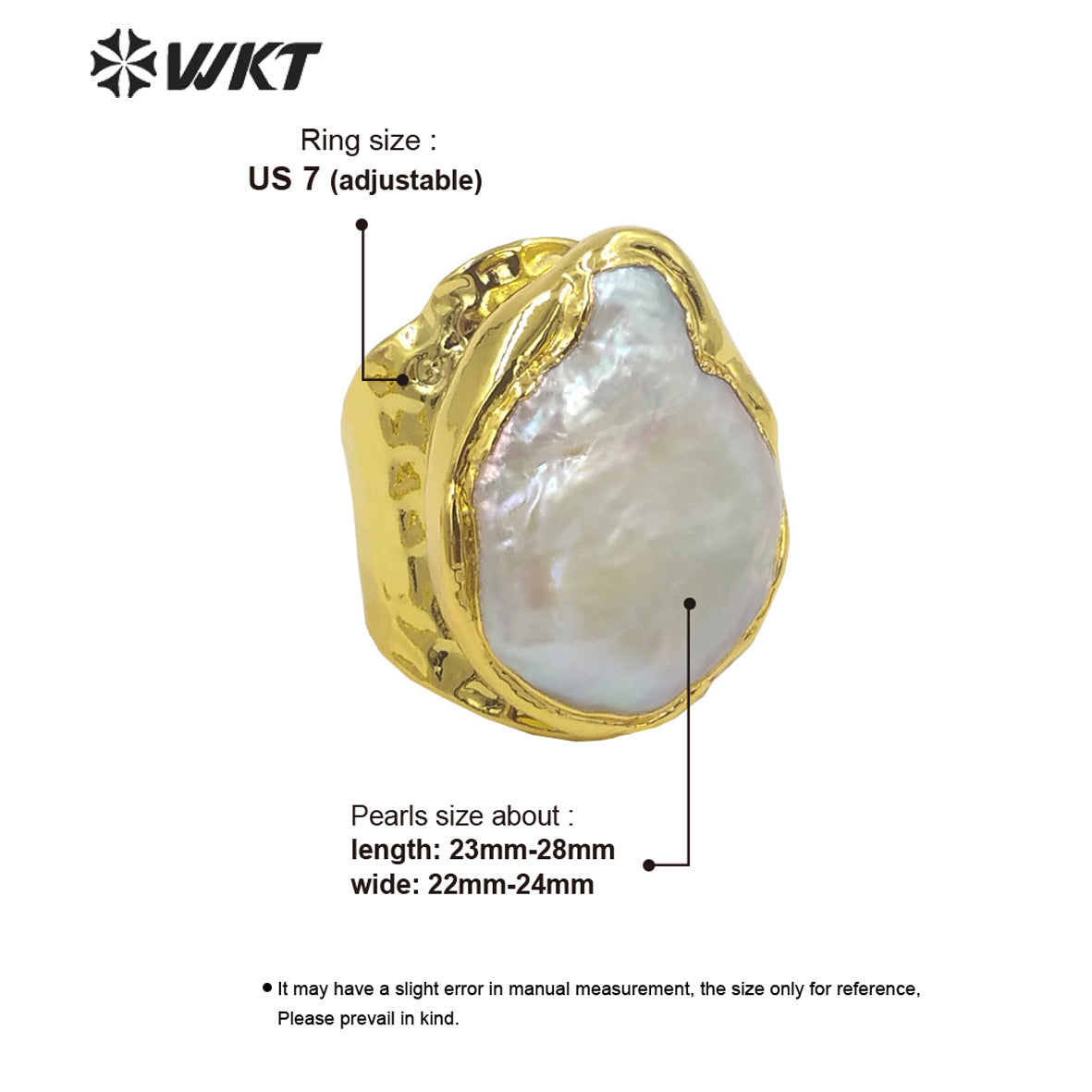 WT-MPR063 Freshwater Pearl Vintage Style Stravagante 18k Gold Plating Trendy Ring Lovely Women Ring for Gift