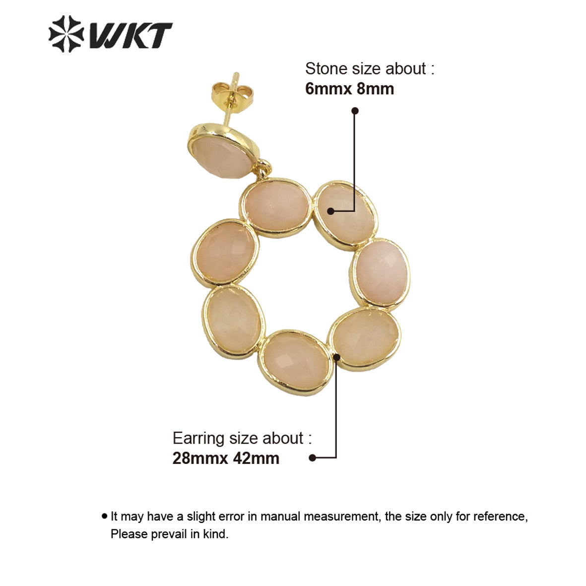 WT-E713 Newest Fashion Gold Natural Eight Stone Made Earrings Gorgeous Birthday Stone Earrings for Friend Gift
