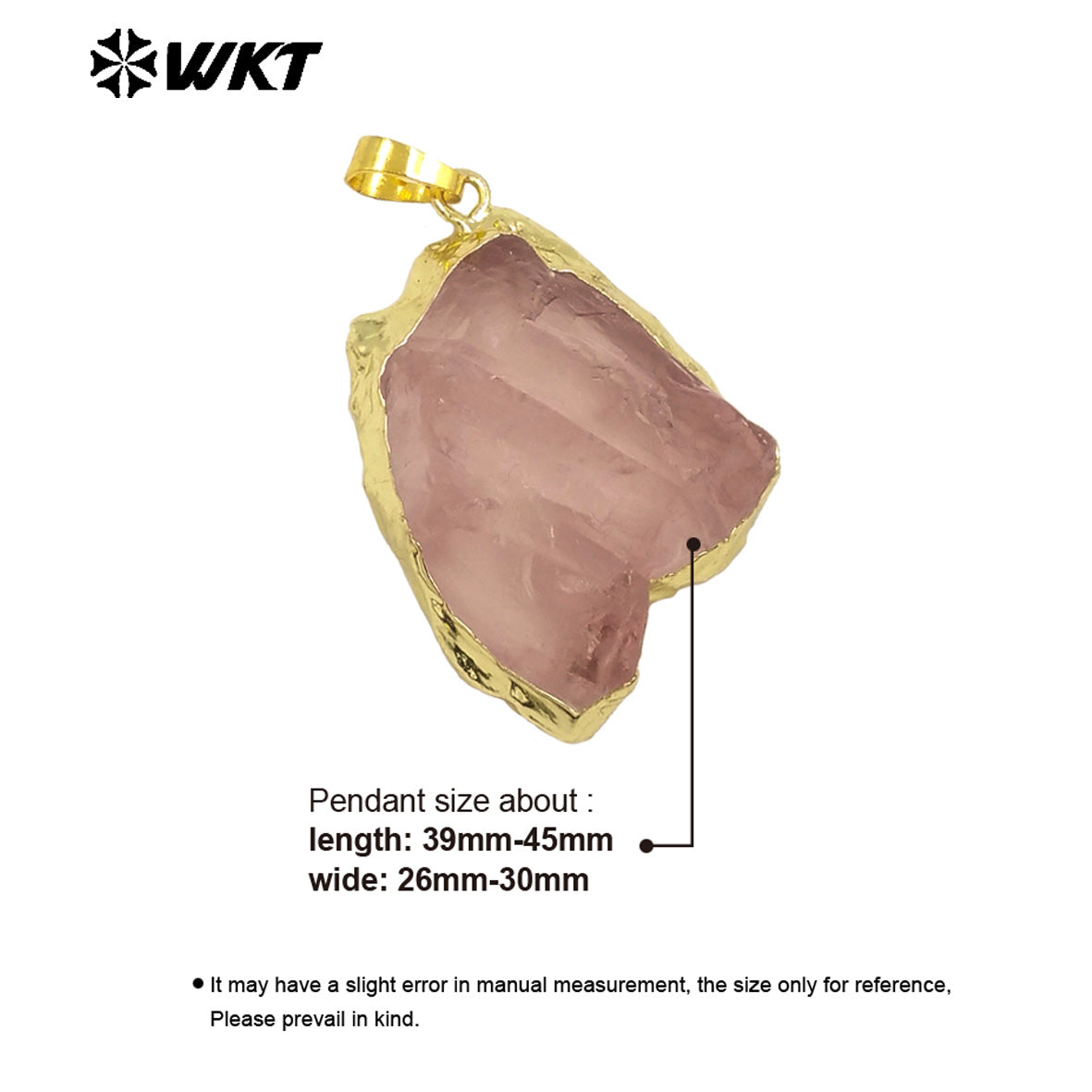 WT-P1988 Wholesale Fashion Randomly Shape Raw Chunky Rose Quartz Stone Pendants for Necklace Making Gemstone Jewelry