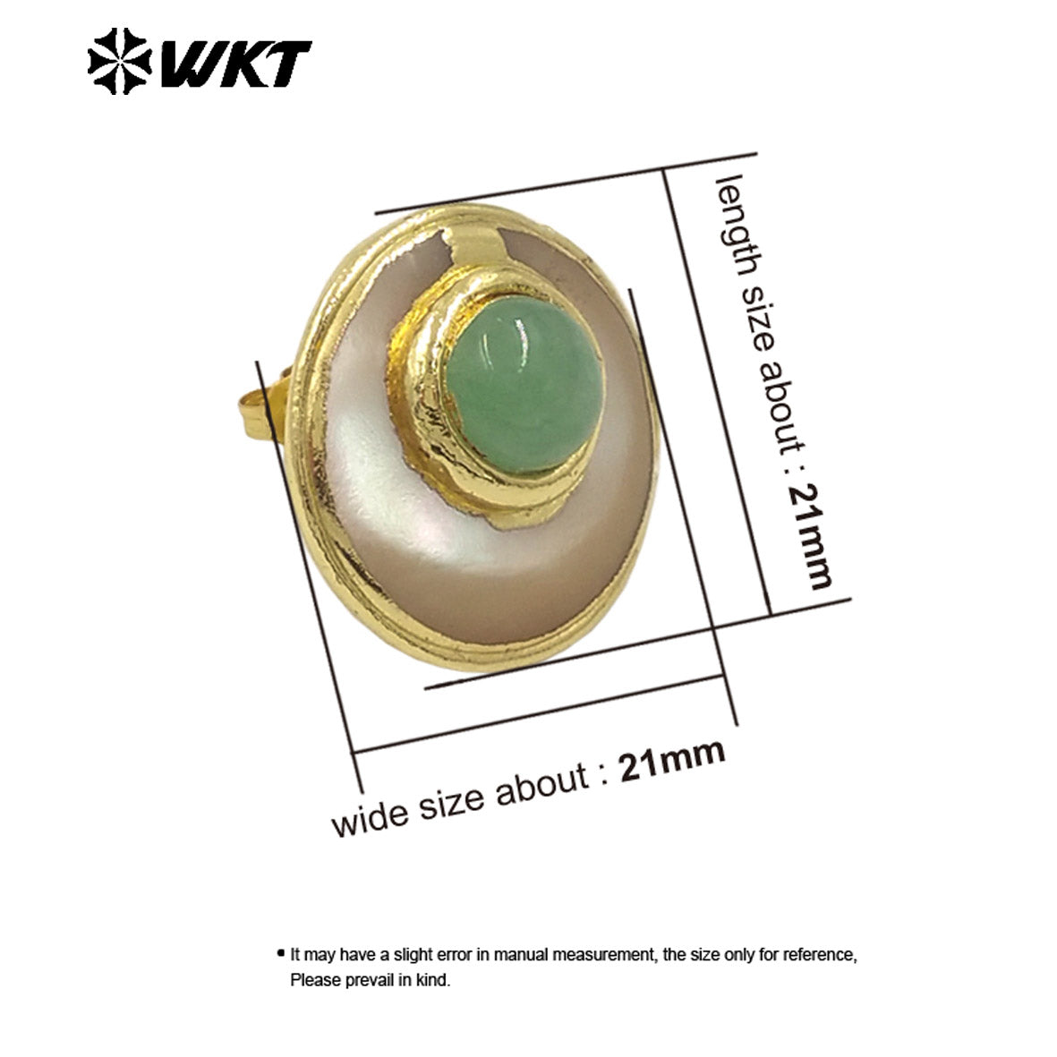 WT-MPE158 Newest Lovely Natural Round Shell Earrings With Jade Gold Electroplated Beautiful Fashion Ladies Jewelry Wholesale