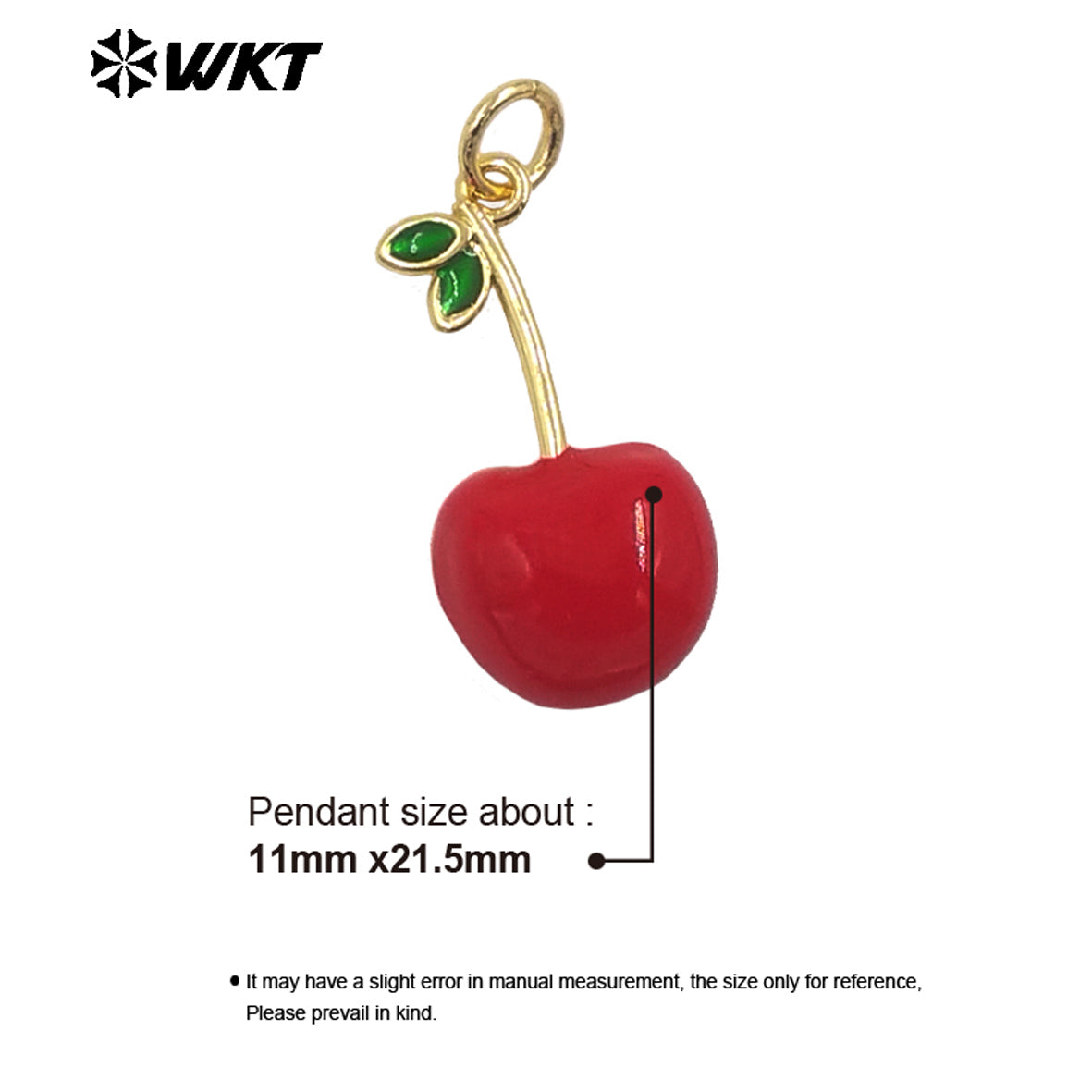 JFE152 Exquisite Romantic Half Cherry Fruit Pendant Gold Electroplated Charms High Quality Yellow Brass With Drop Oil Accessory