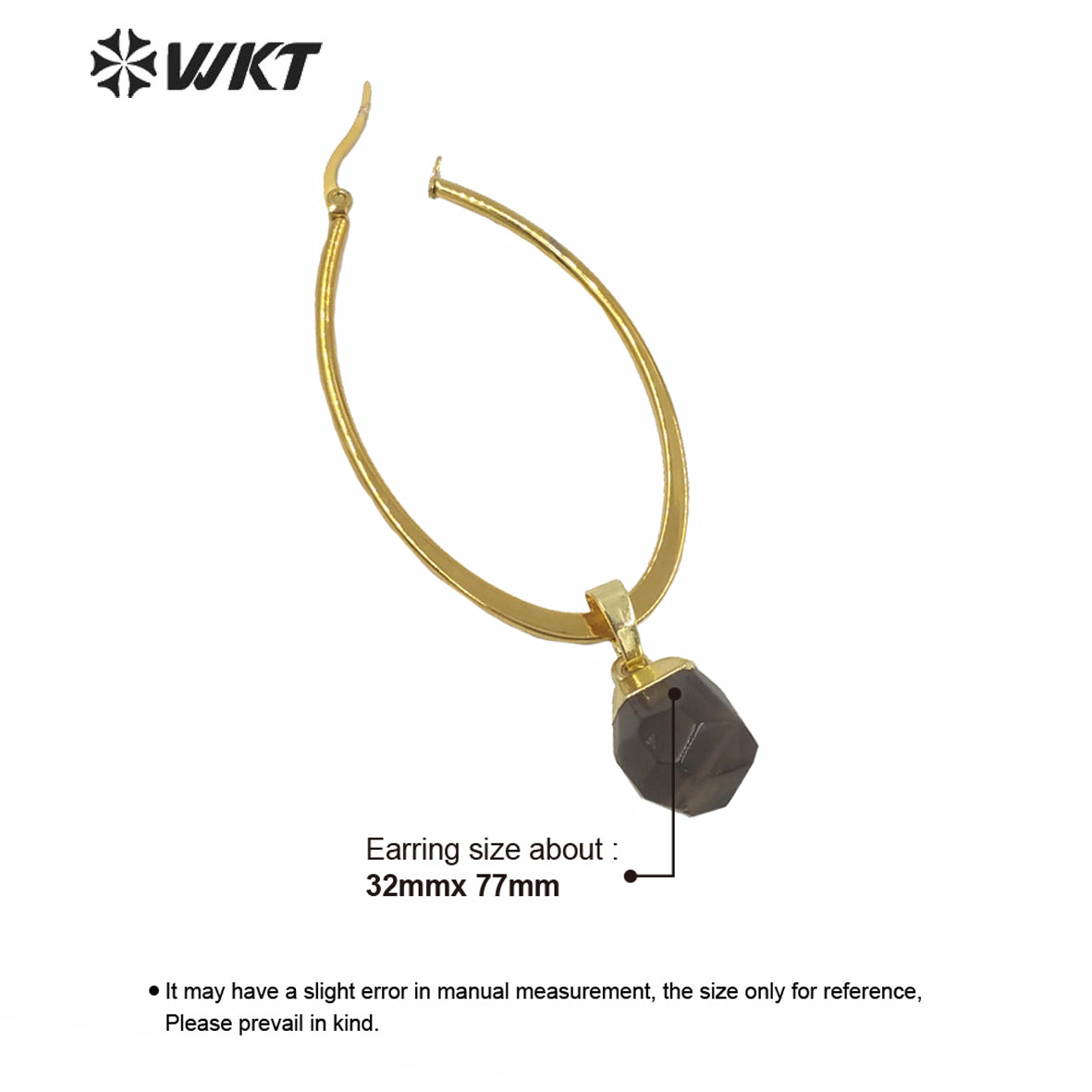 WT-E641 Wholesales WKT Exclusive Natural Gemstone Earrings Women Gold Electroplated Tiny Stone Earrings Big Boho Earrings