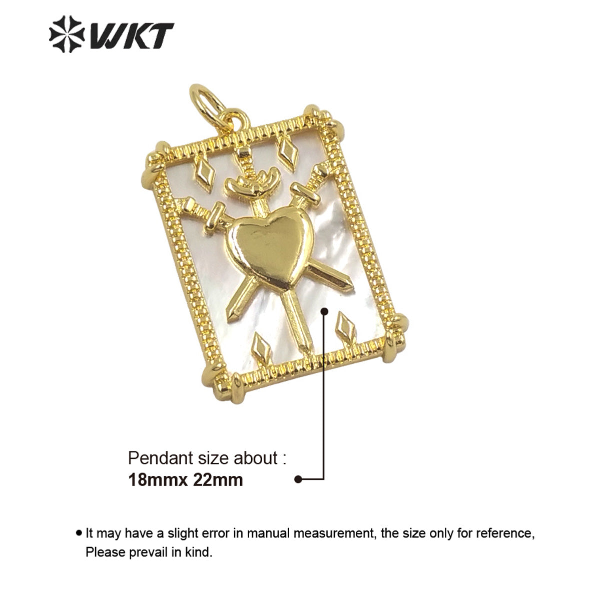 WT-MP220 Wholesale Fashion Popular Symbolic 18k Real Gold Plated Sun and Moon Pendant Small Size White Shell Back square Pendant