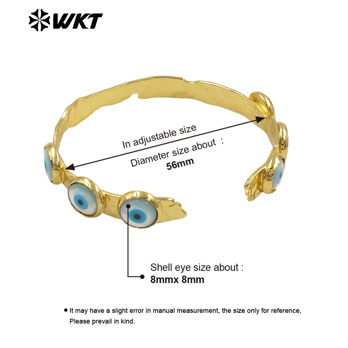 MPB112 Lovely Energy 18K Real Gold Bezel Setting Natural Shell Turkey Eye Bangle in Adjustable Open Cuff