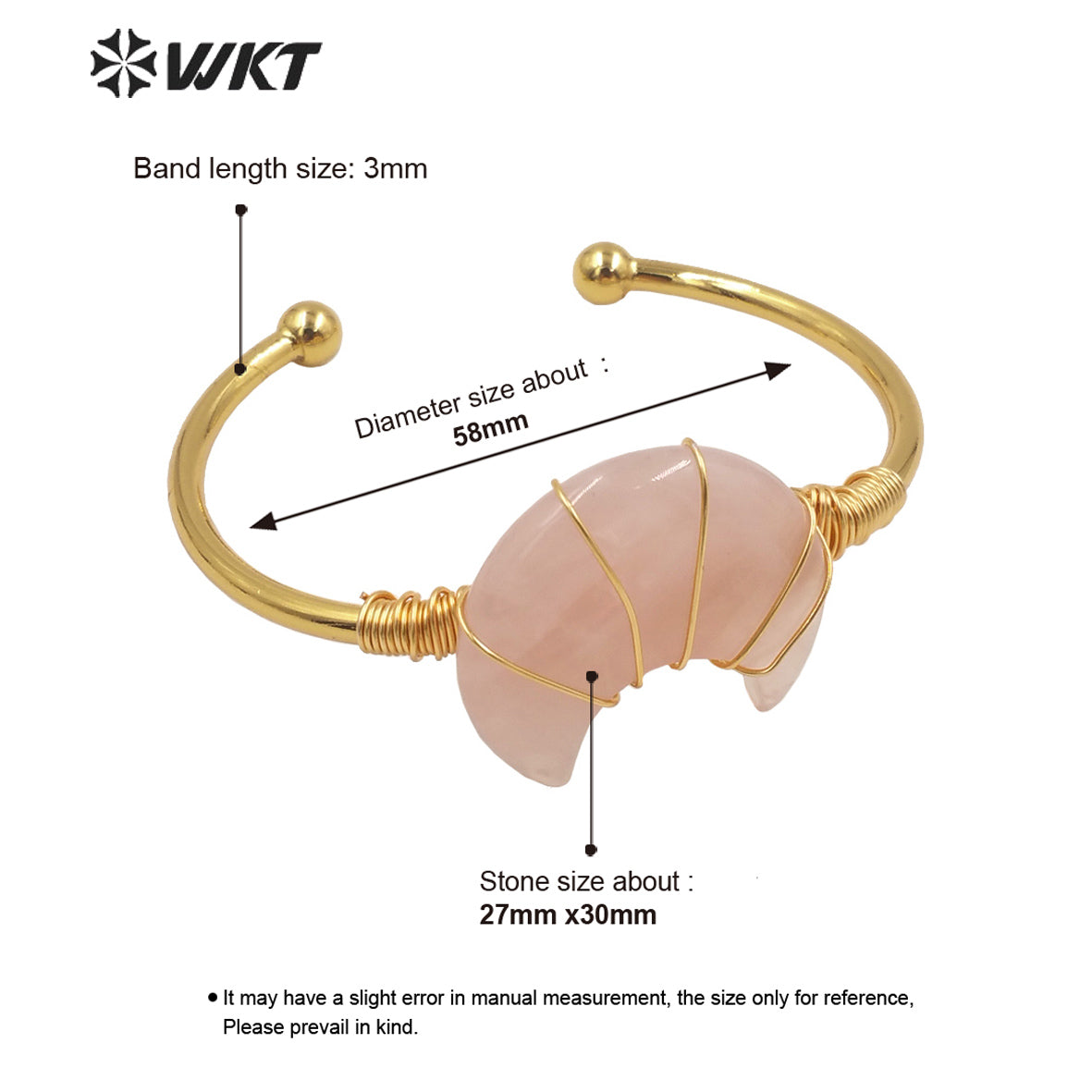 WT-B604 Natural Stone Bangles Delicate Crescent Stone Bangles Opening Adjustable Charming Bamgles Natural Gemstone Bangles