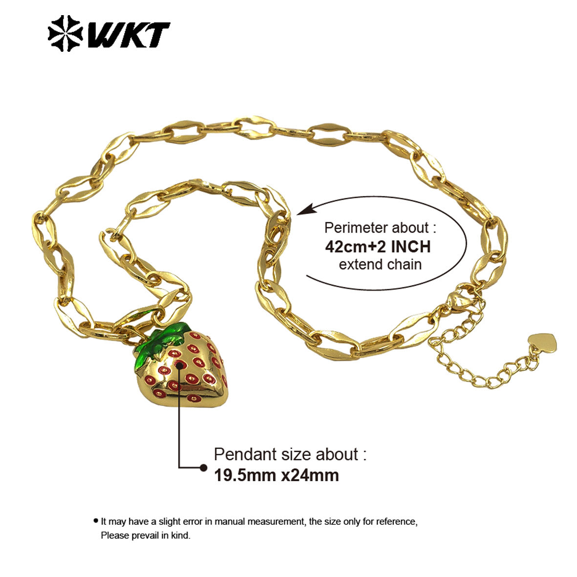 WT-JFN38 New Arrival Strawberry Charm Necklace Ladies Daily Wearing Jewelry With Special Chain Gold Plated Wonderful Gift