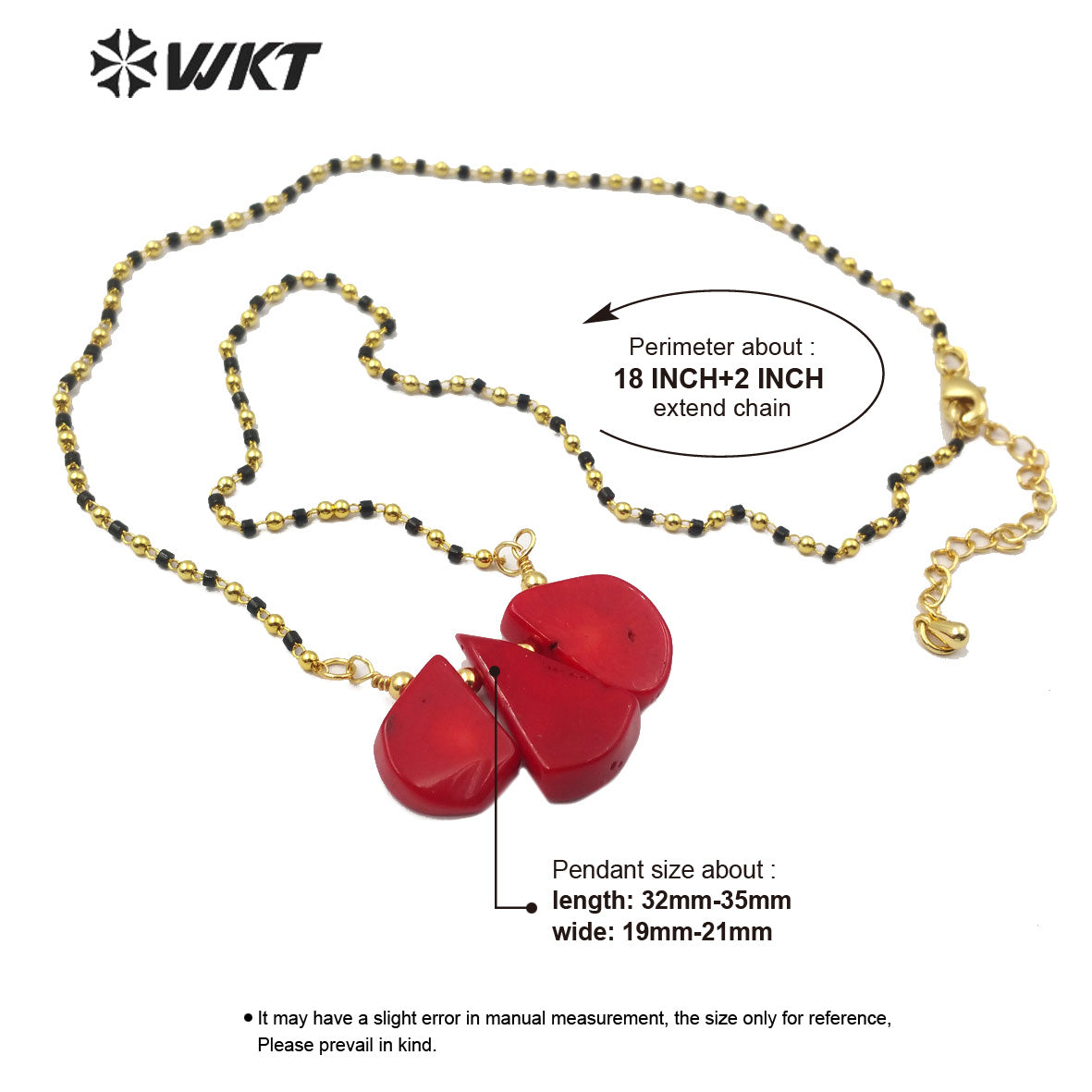 WT-N1198 New Natural Red Coral Beads Necklace Fashion Handmade Small Charm Coral Necklace Hot Sale Jewelry Necklace