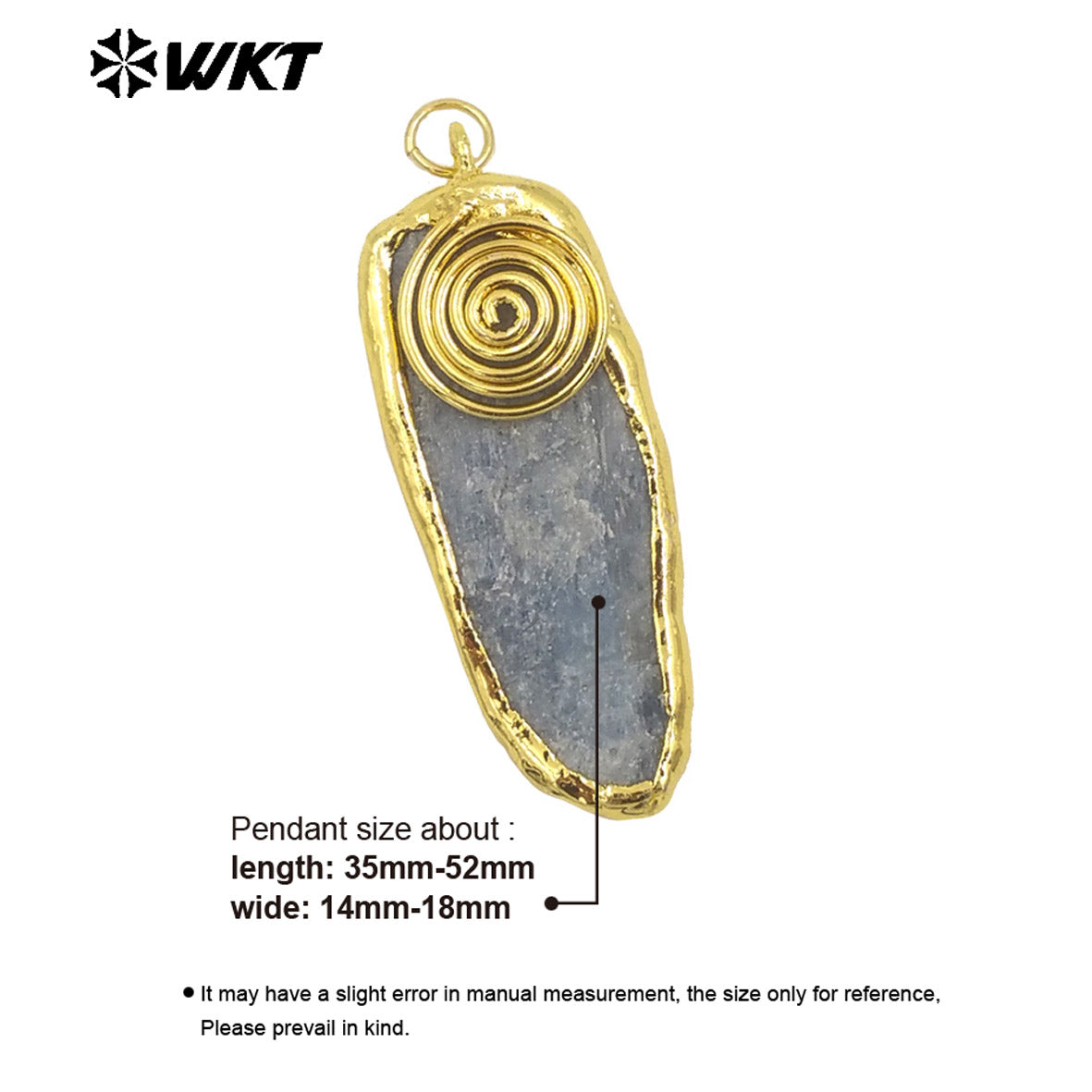 WT-P1958 Wholesale New Raw Blue Kyanite Stone Long Straight Gold Plated Welding Gemstone Jewelry Pendants
