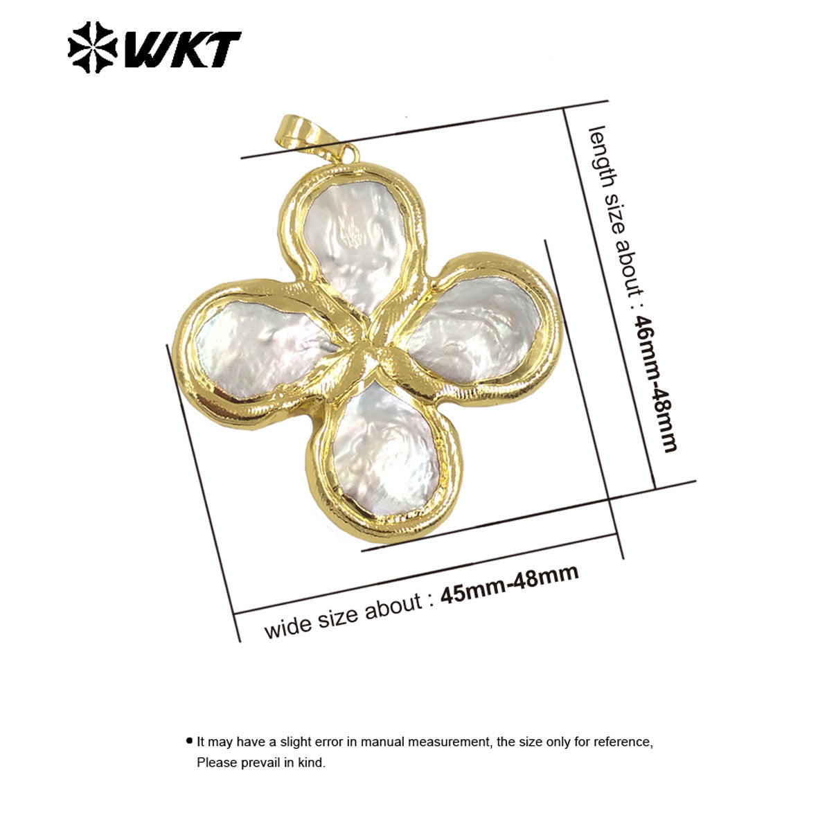 WT-JP383 High Quality Wholesale 18K Real Gold Plated Cross Shape Elegant Religious Pearl Pendant for Women As Special Gift