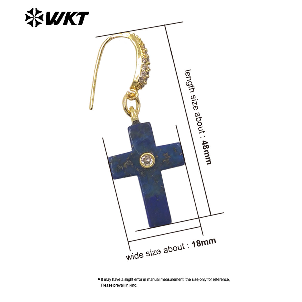 WT-E819 Popular Fashionable Zircon And Natural Gemstones Cross Design Gold Earrings As Female Wedding Matching Jewelry