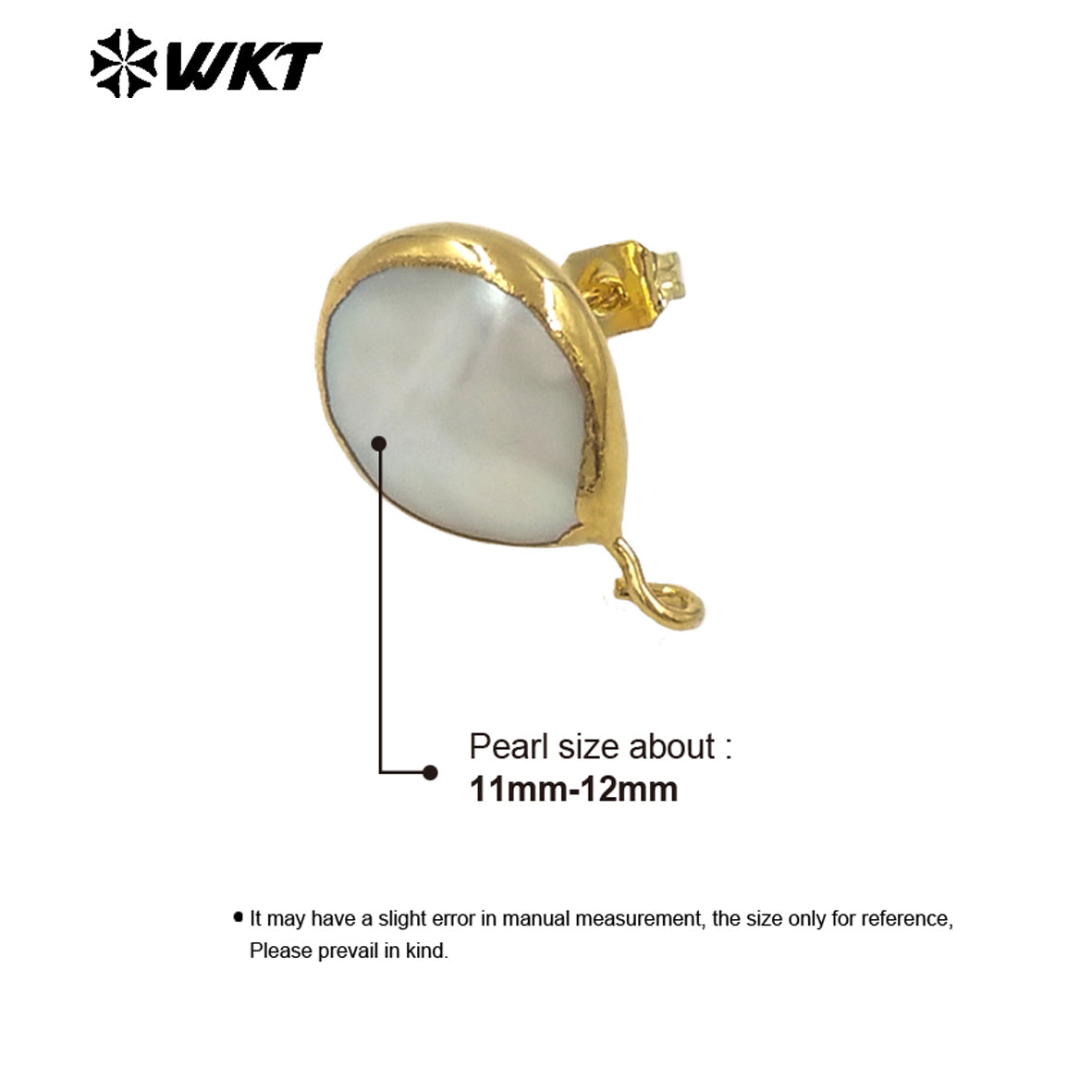 WT-JF329 Pearl Stud Earring Connector Jewelry Random Size Pearl Earring Making Gold Framed Pearl Accessories Jewelry Findings