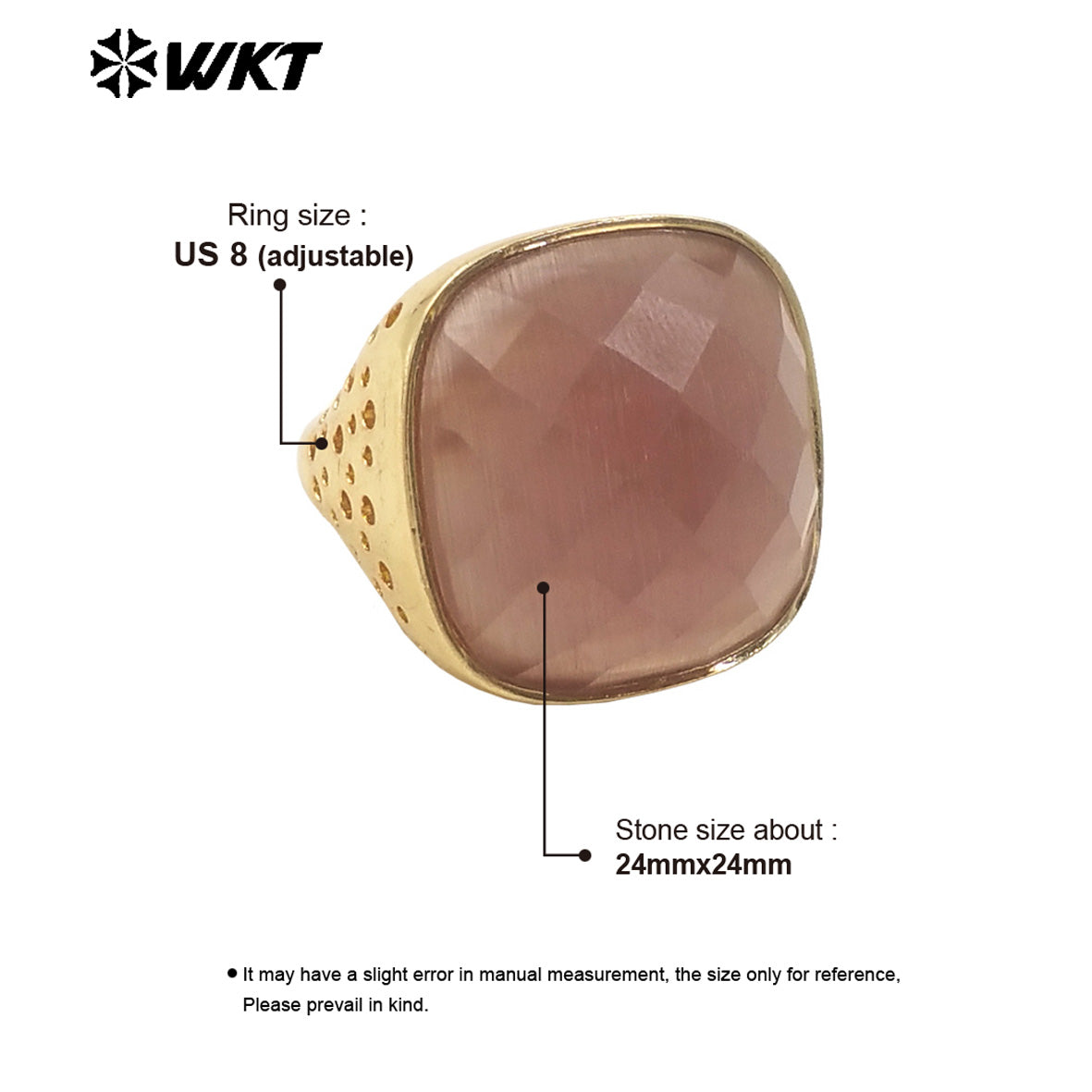 WT-R517 Wholesale Newest Spring Design Colorful Faceted Cat Eye Stone Square Unisex Ring for Party Jewelry