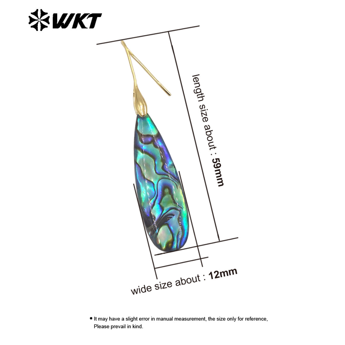 WT-MPE157 Exquisite Natural Abalone Shell Ladies Earrings Gold Color Long Waterdrop Shape Wholesale Women Lovely Jewelry