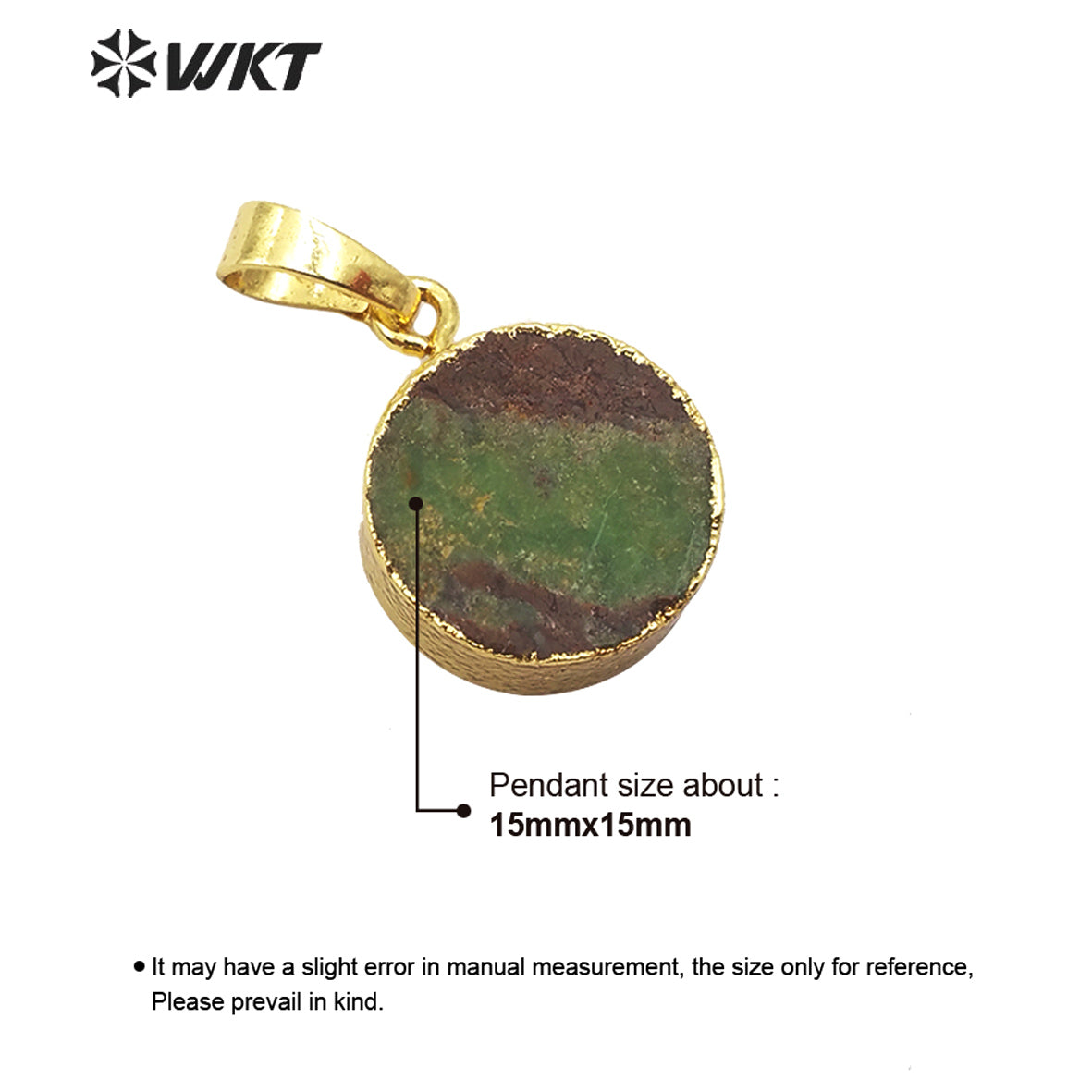 WT-P1509 Wholesale Natural Australia Chrysoprase Stone Pendant for Lady Gift Fashion Charm Jewelry Round Green Stone Pendant