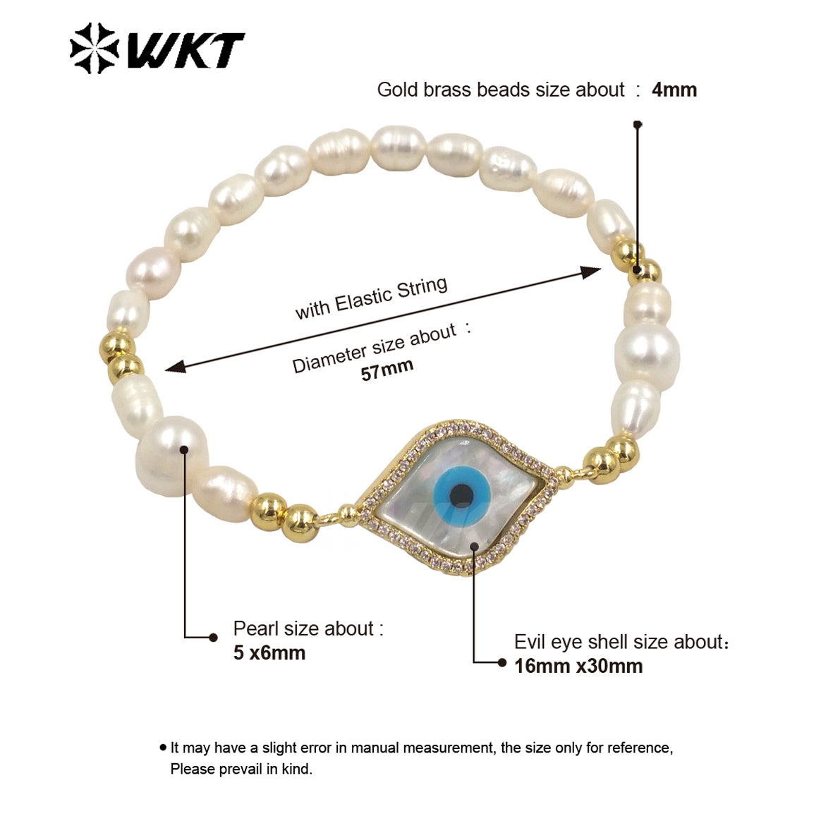 WT-MPB047 Fashion Irregular Pearl Diamond Natural Gemstone Eyes for Women Gifts Decorative Bracelet Pearl Bracelet