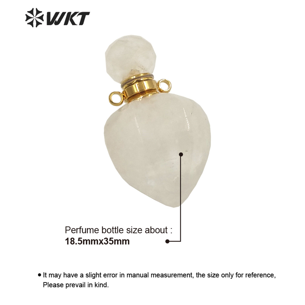 WT-P1636 Amazing Gold Electroplated Crystal Quartz Stone Perfume Bottle Jewelry Pendant Small Drop Bottle Pendant