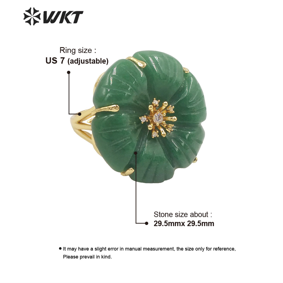 WT-R490 WKT Fashion Design Trendy Gift for Women Flower Shaped Colorful High Quality Gorgeous Natural Gemstone Stone Ring