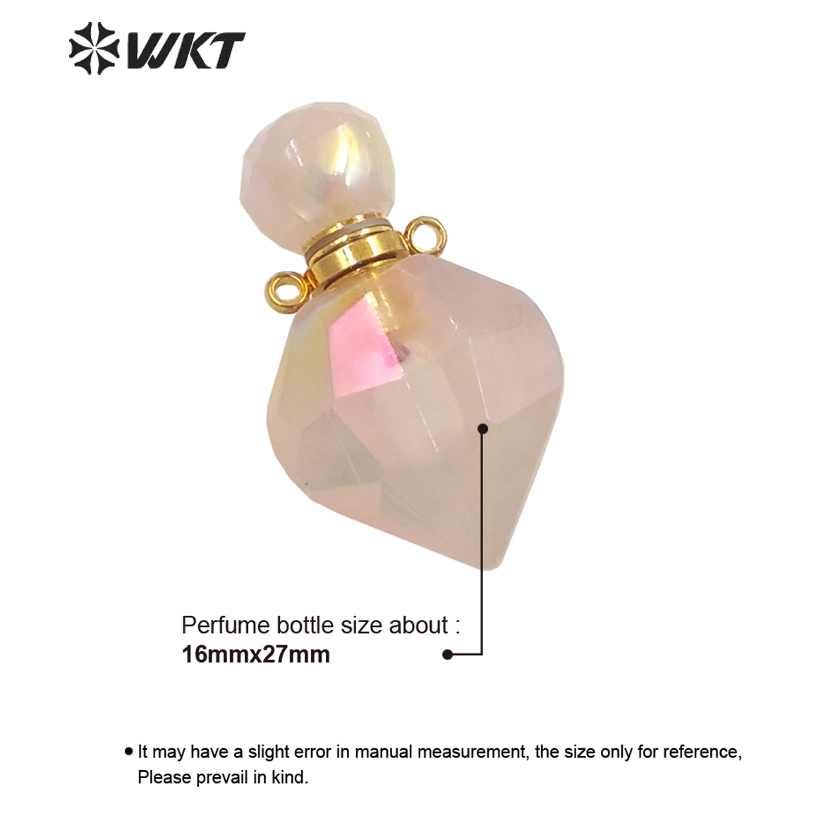 WT-P1712 Wholesale Fashion Gold Women Popular Aura Rose Quartz Perfume Bottle Elegant Small Drop Shape Essencial Oil Bottle