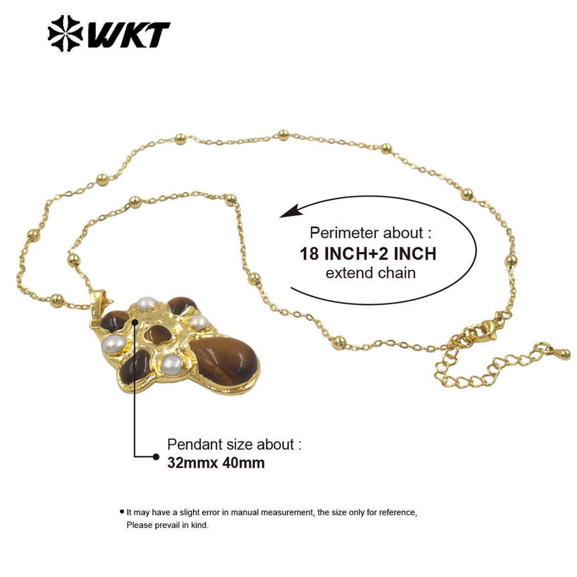 WT-JN297 Brand New Product Elegant 18K Gold Plated Pearl Turquoise Cross Unisex Pendant Necklace Fashion Jewelry Accessories