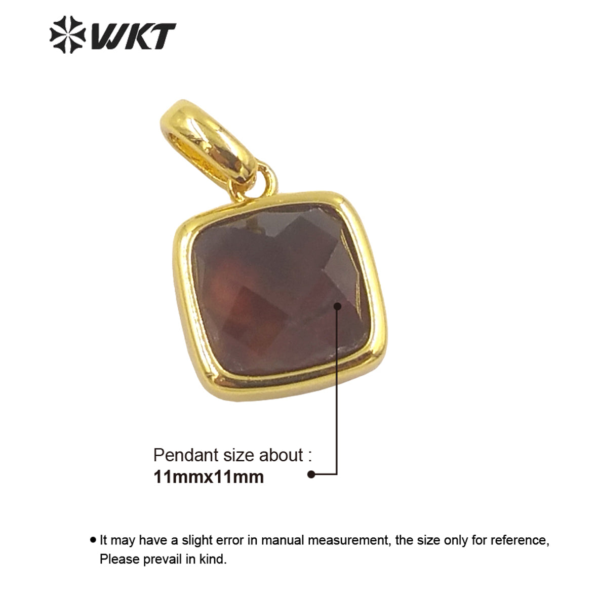 WT-P1837 Wholesale Fashion Gold Bezel Tiny square Stone Pendants Hot Faceted Gemstone Made Lovely Delicate Women Necklace Charms
