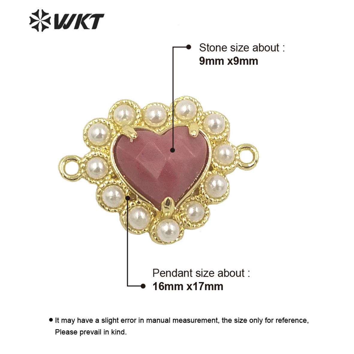 WT-PC006 Charming Small Size Natural Gemstone Made Heart Connectors for Bracelet Making for Women Birthday Gift Pendants