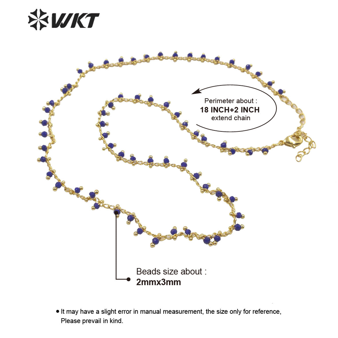 WT-N1202 Hot Sales Crystal Beads Chain Fashion Jewelry Rosary Beads Chain 3mm New Arrival Crystal Beads Necklace