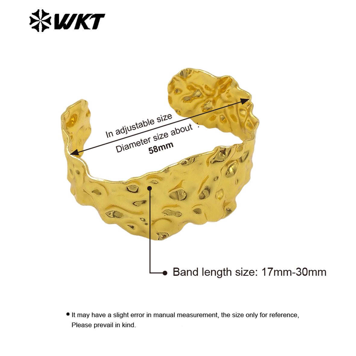 WT-B675 New Product Irregular Personality Hip Hop 18K Gold Plated Natural Brass Unisex Bracelet As Party and Daily Decoration