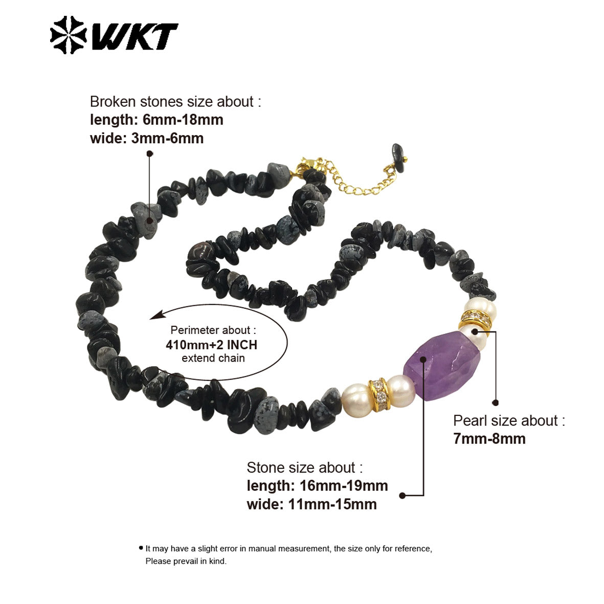 WT-N1484 Beautiful Natural Colorful Gemstones Necklace With Tiny Stone and Pearl Little Zircon Gold Plated Special Ladies Gift