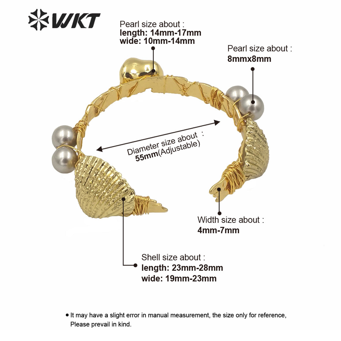 WT-MPB026 Amazing Gold Full Dipped Boho Shell Bangle Women Fashion Vintage Natural Scallop Shell Women Gold Bangle