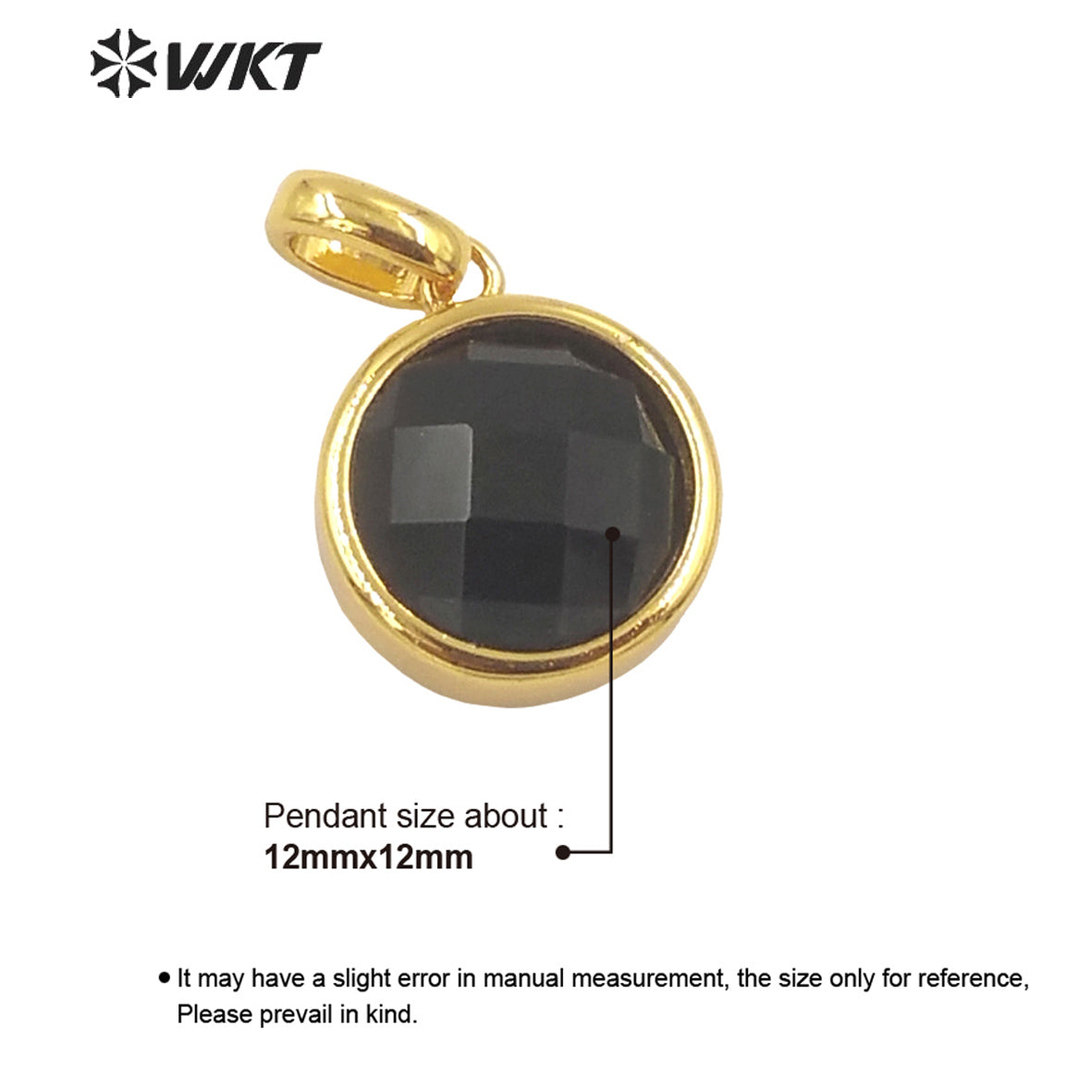 WT-P1838 Delicate Gold Bezel Tiny Round Faceted Stone Charms Pendant for Jewelry Necklace Europe Popular Pendant Design