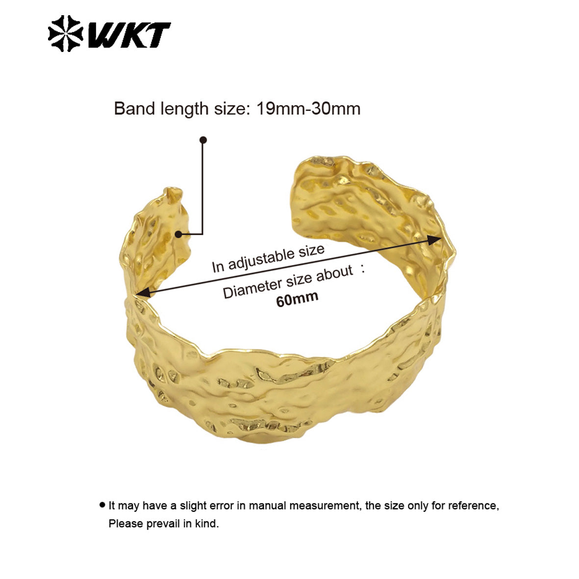 WT-B667 Explosive Models Beautiful Adjustable 18K Gold Plated Natural Yellow Brass Bangle for Daily Decoration and Birthday Gift
