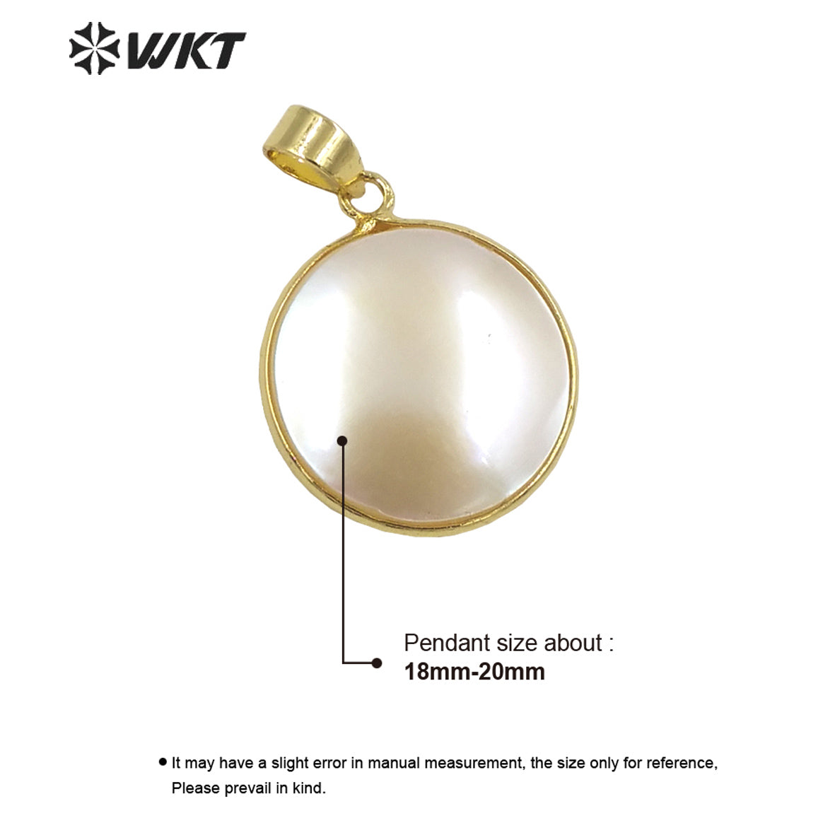WT-JP354 Amazing Brightly Round Natural Mabe Gold Bezel Resist Tarnishable Shell Pendants for Necklace Design