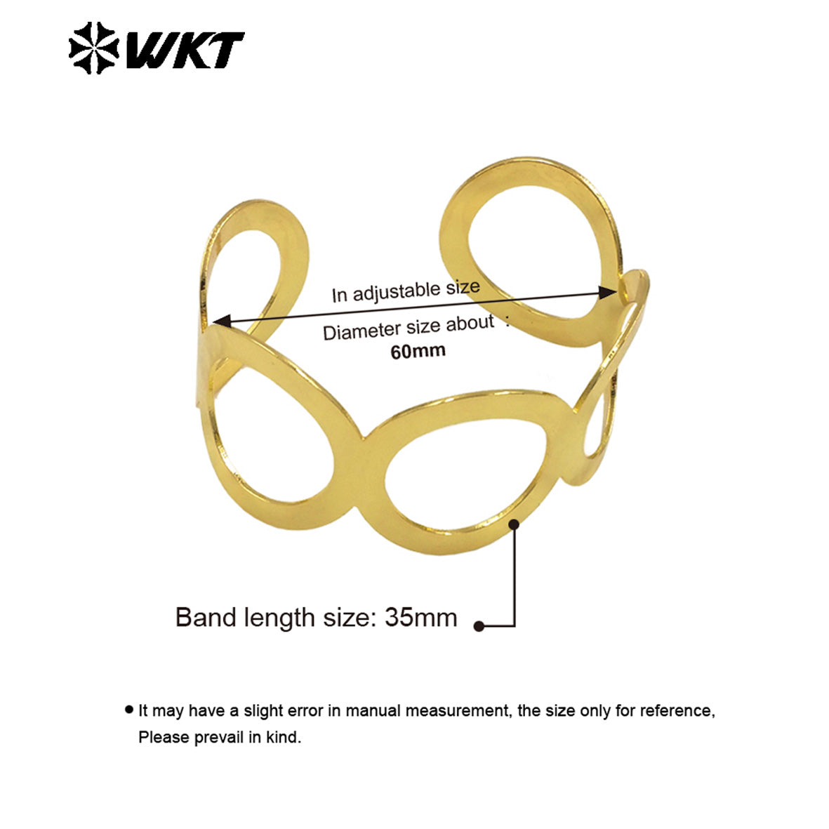 WT-B669 Best Selling Wholesale Round Cutout Design 18K Gold Plated Natural Yellow Brass Bracelet As Special Gift for Women