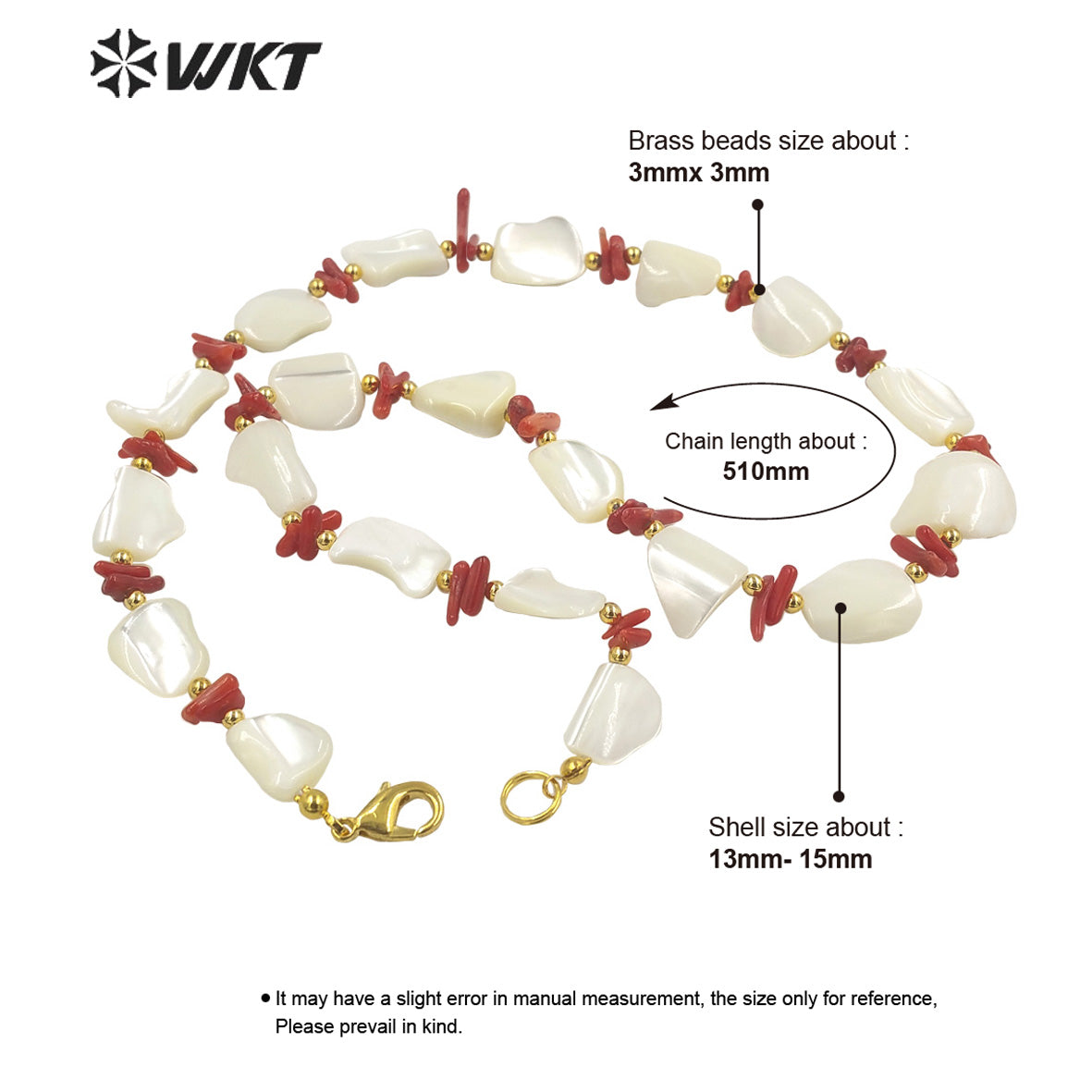 WT-JN228 Vintage Style Summer Boho White Shell Space Beads Necklace Women Handmade Strand Shell Necklace for Girl Friend