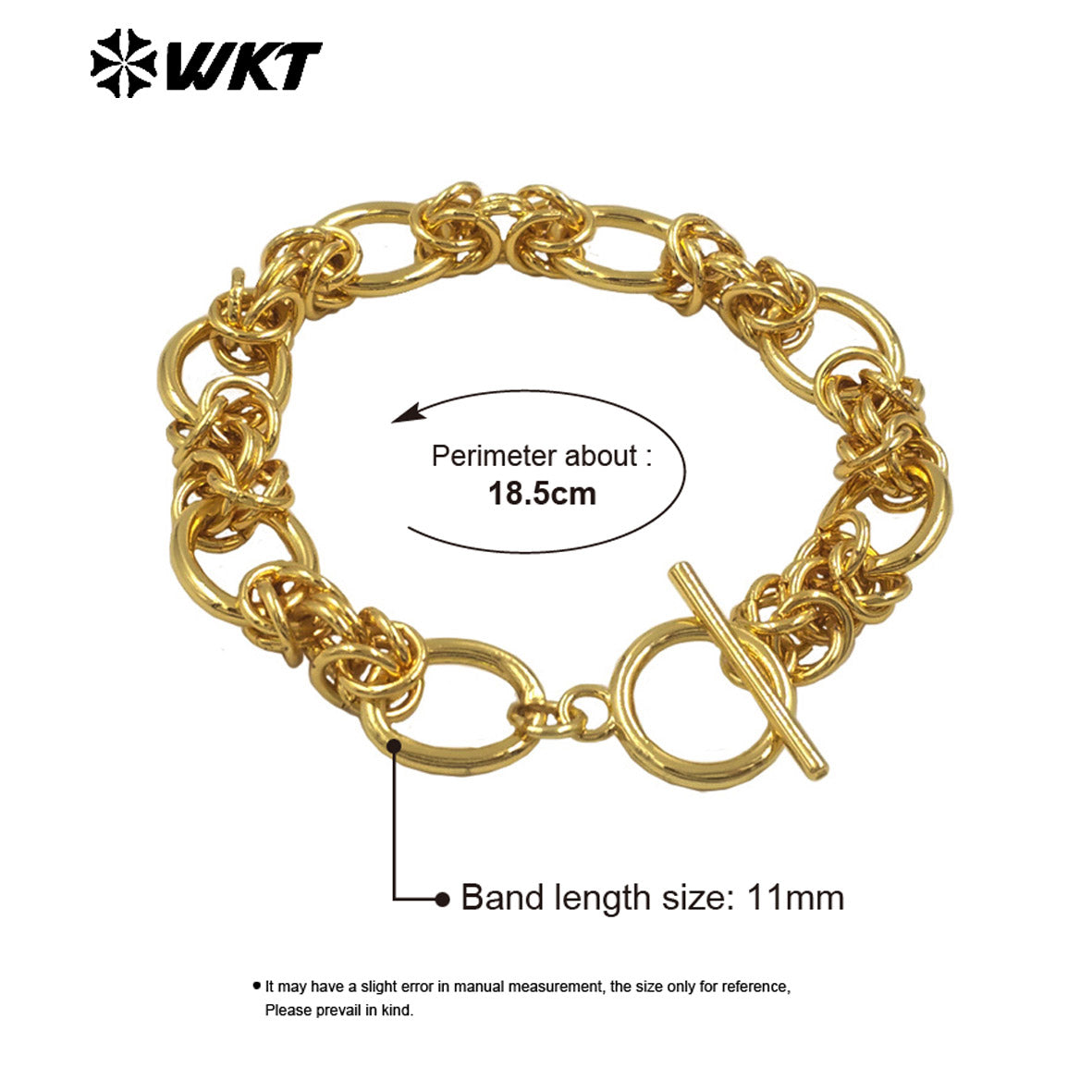 WT-JF354 Big 18k Real Gold Plated Resist Tarnished Custom Hand Make Knot Miami Cuban Chain Fashion Jewelry Bracelet for Women