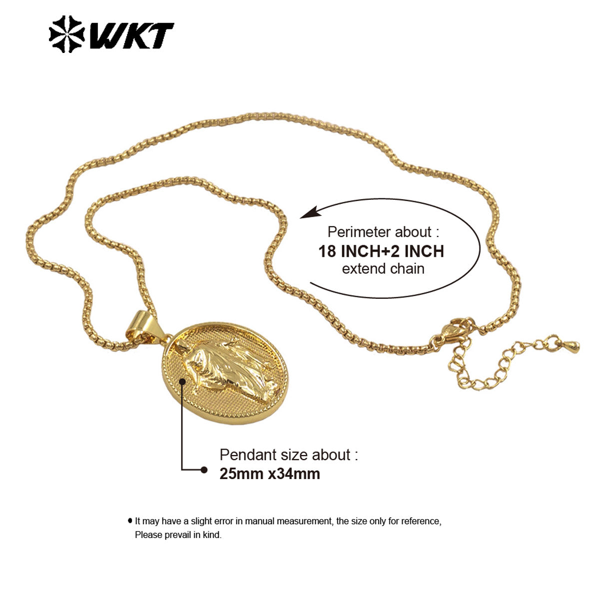 WT-JFN36 Religious Style Pendant Necklace with 18K Gold Electroplated Jesus Patterns High Quality Resist Tarnishable Jewelry
