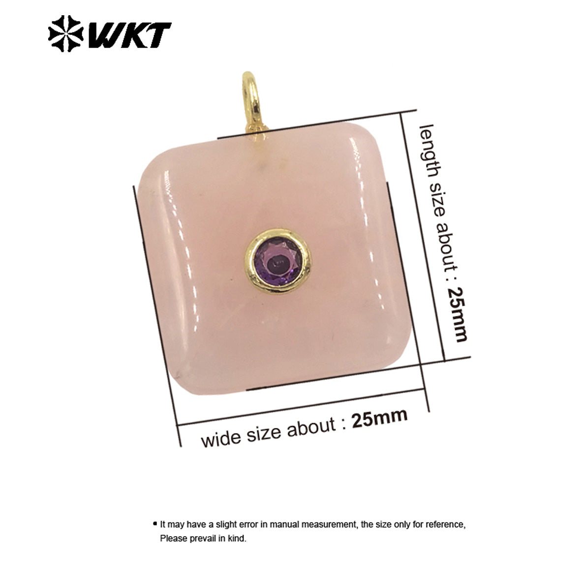 WT-P2023 Popular Sales Lapis Square Natural Gemstones And Colorful Zircon Pendant For Fashion Jewelry Necklace DIY Design