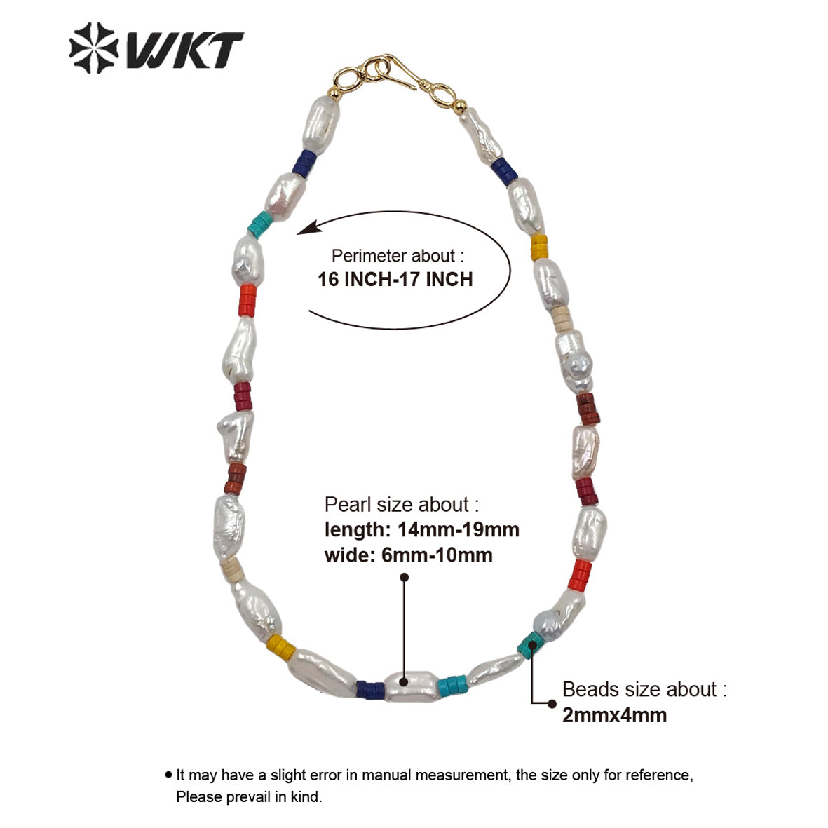 WT-JN113 Exclusive Design Baroque Pearl and Turquoise Beads Necklace 16" Baroque Pearl Beads Necklace Turquoise Beads Necklace
