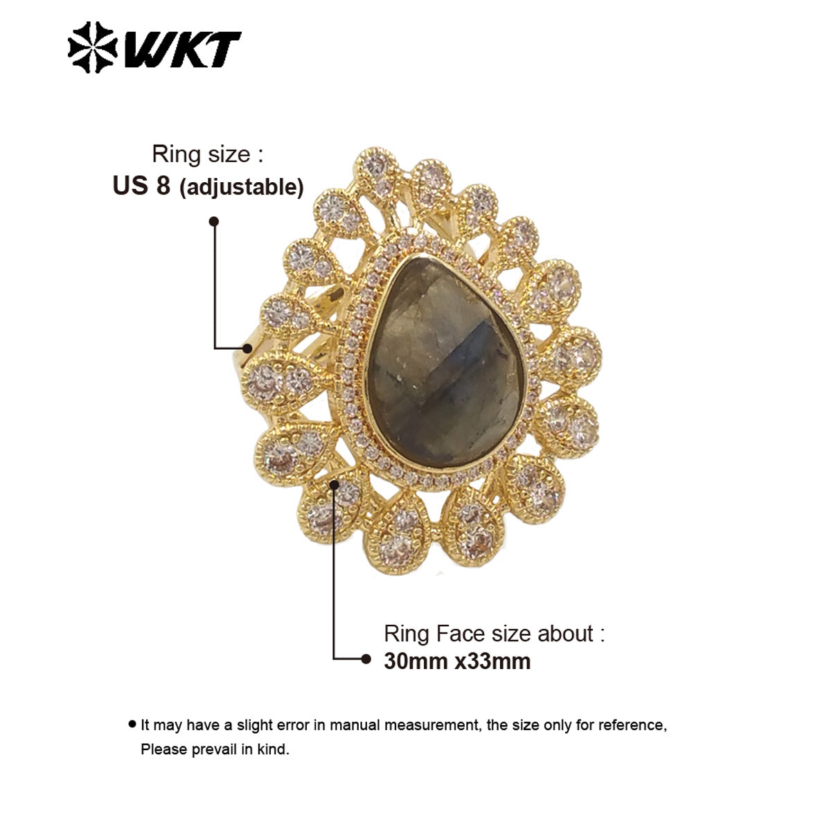WT-MR029 Wholesale Amazing New European Delicate Micro Pave Cubic Zircon Setting Drop Stone Gold Plated Women Ring