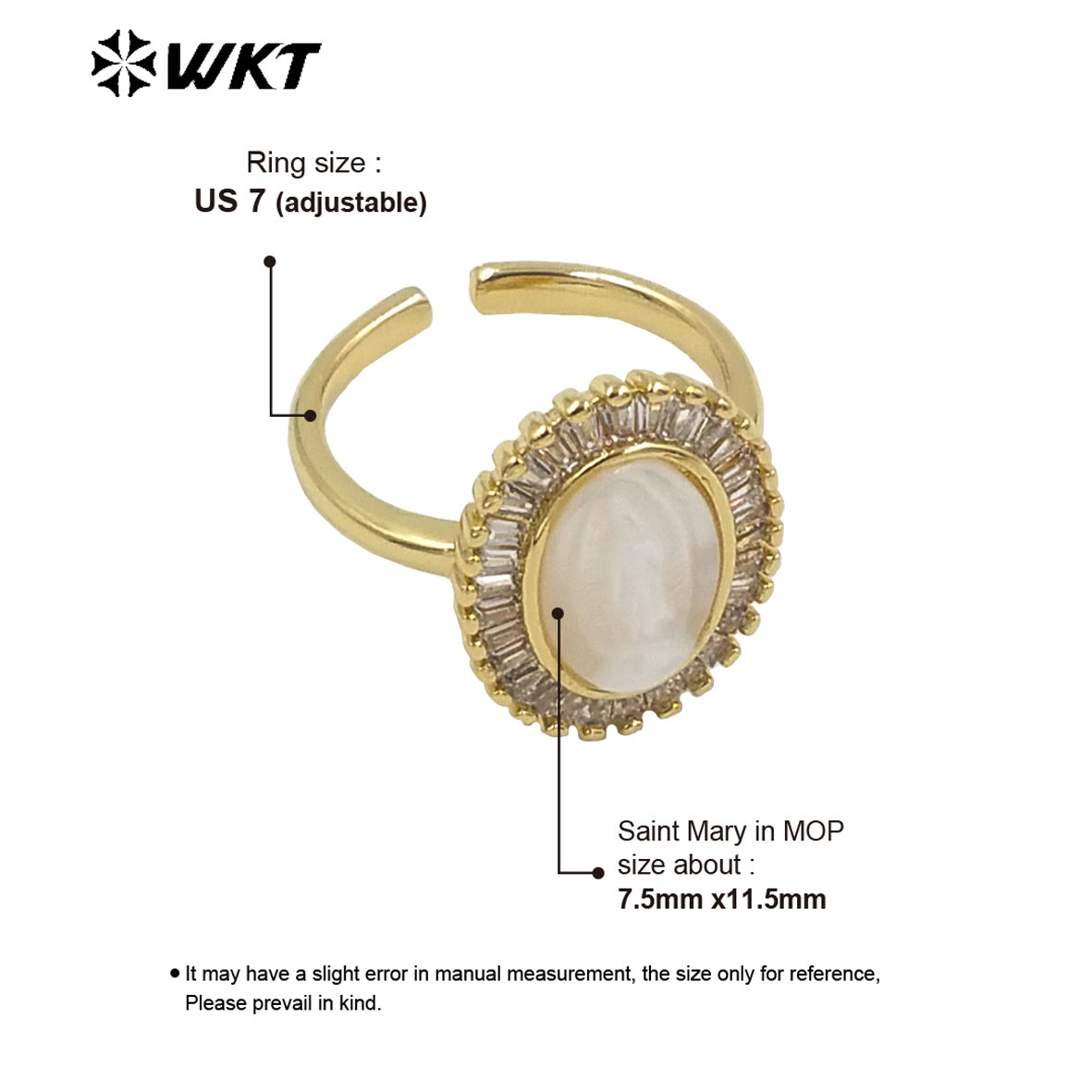 WT-MR021 Simple Charming Pearl Adjustable Ring Cubic Zircon Set 18k Gold Plated for Women Gifts Jewelry Pearl Rings