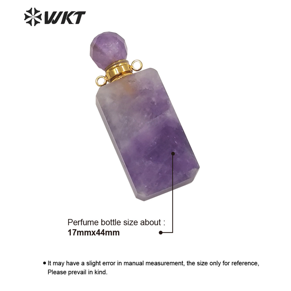 WT-P1633 WKT New Amazing Natural Amethyst Stone Perfume Bottle Pendant Loading Essential Oil Perfume Bottle Pendant